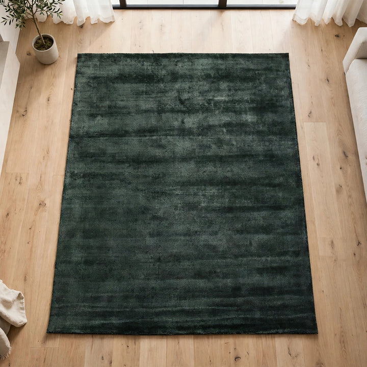 Graphite Viscose Rug – Handmade Handloom Carpet, Bhadohi India