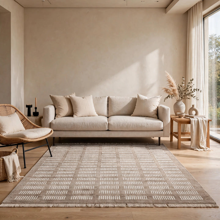 Light Brown Viscose Rug – Handmade Handloom Carpet, Bhadohi India