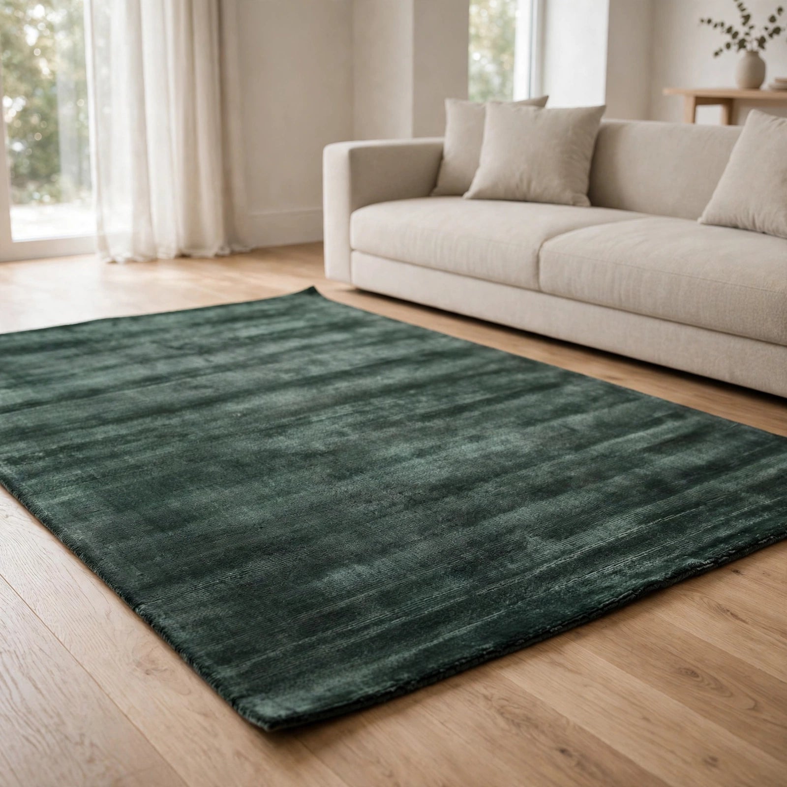 Graphite Viscose Rug – Handmade Handloom Carpet, Bhadohi India