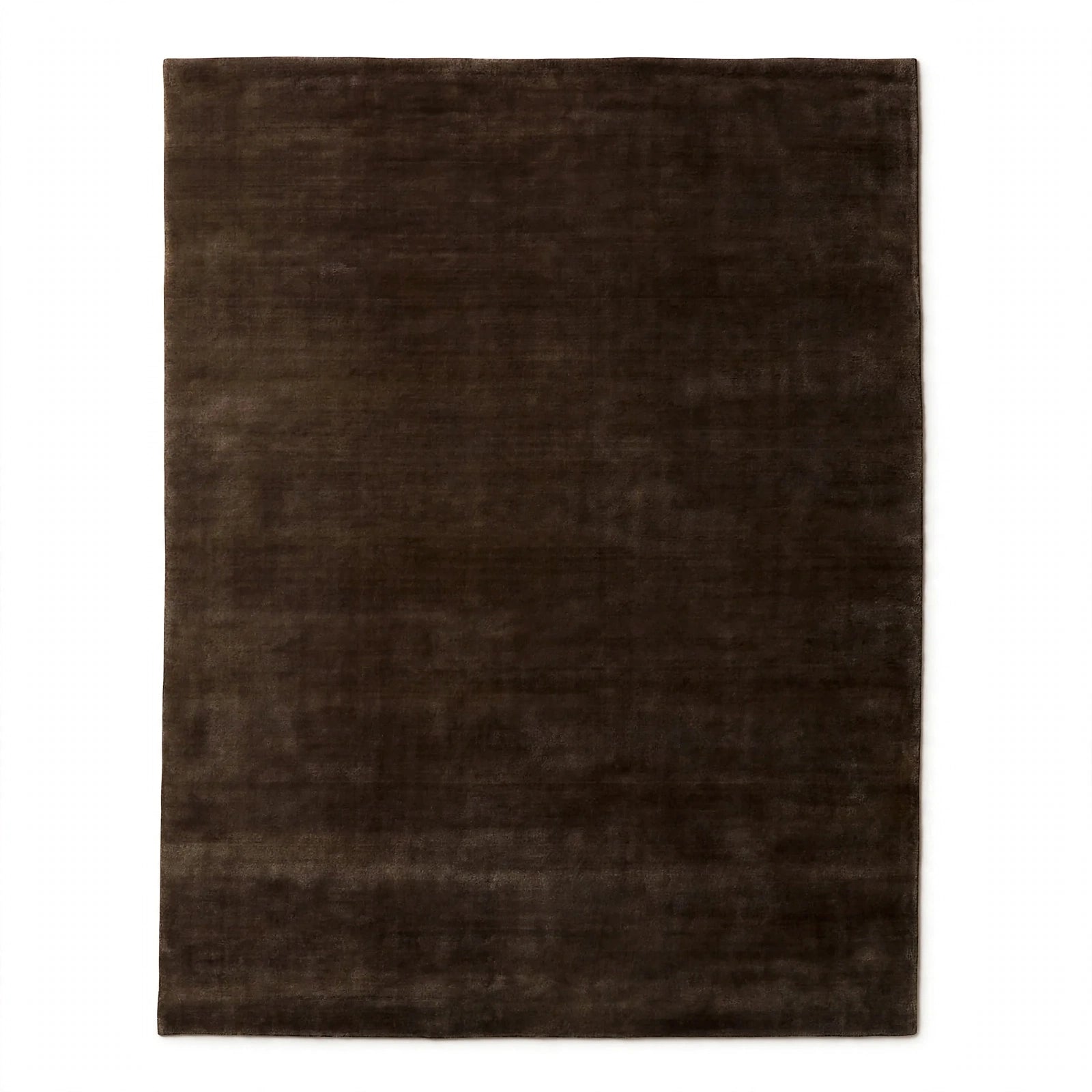 Deep Brown Silky Viscose Rug – Handmade Silk-Look Handloom Carpet, Bhadohi India