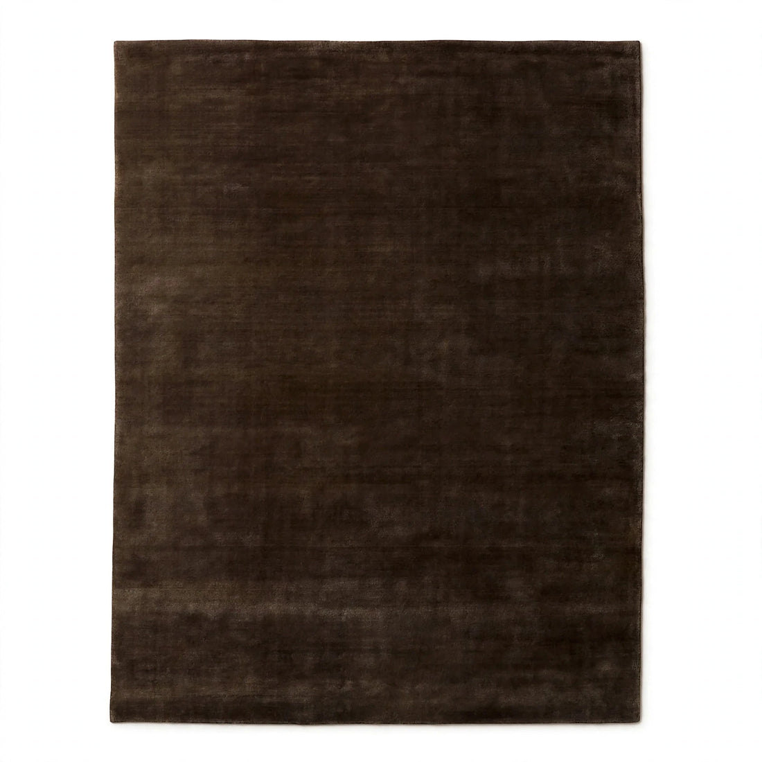 Deep Brown Silky Viscose Rug – Handmade Silk-Look Handloom Carpet, Bhadohi India