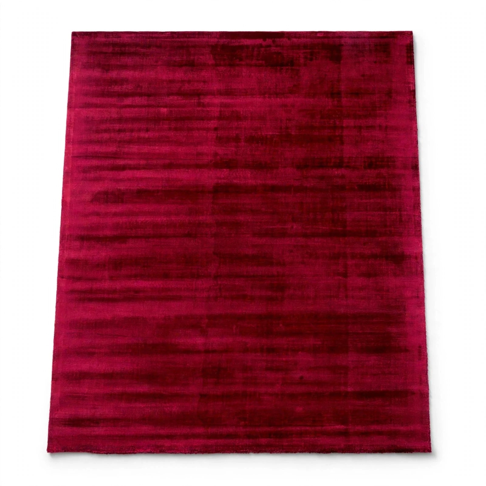 Red Viscose Rug – Handmade Handloom Carpet, Bhadohi India
