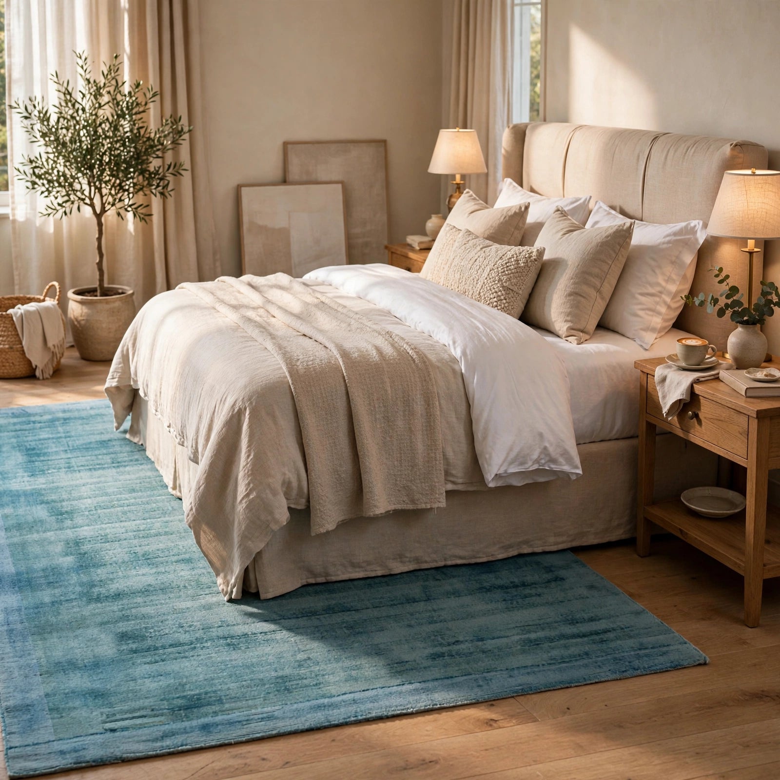 Ensign Blue Viscose Rug – Handmade Handloom Carpet, Bhadohi India