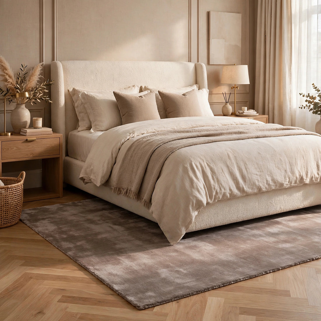 Mink Brown Silky Viscose Rug – Handmade Silk-Look Handloom Carpet, Bhadohi India
