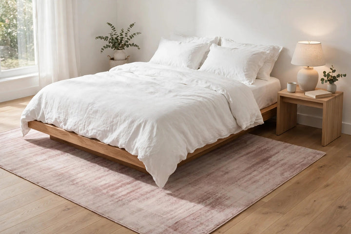 Pink Silky Viscose Rug – Handmade Silk-Look Handloom Carpet, Bhadohi India