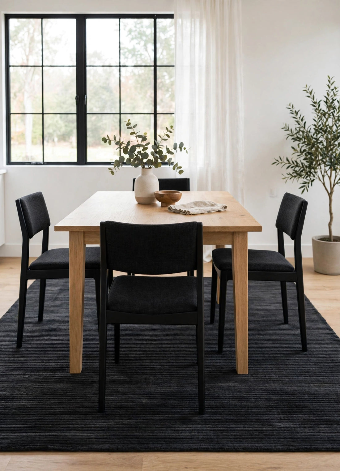 Black Viscose Rug – Handmade Handloom Carpet, Bhadohi India
