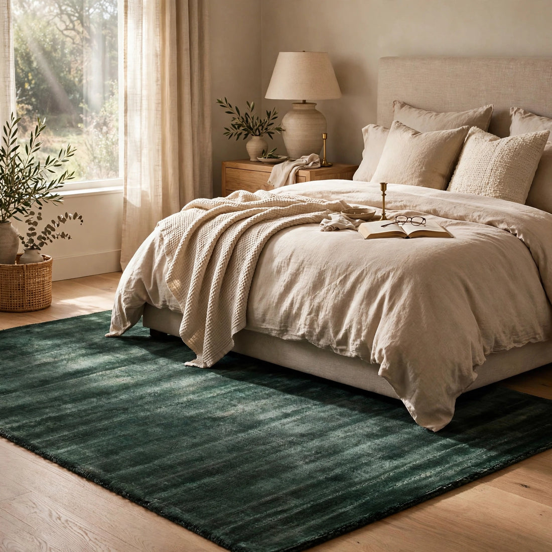 Graphite Viscose Rug – Handmade Handloom Carpet, Bhadohi India