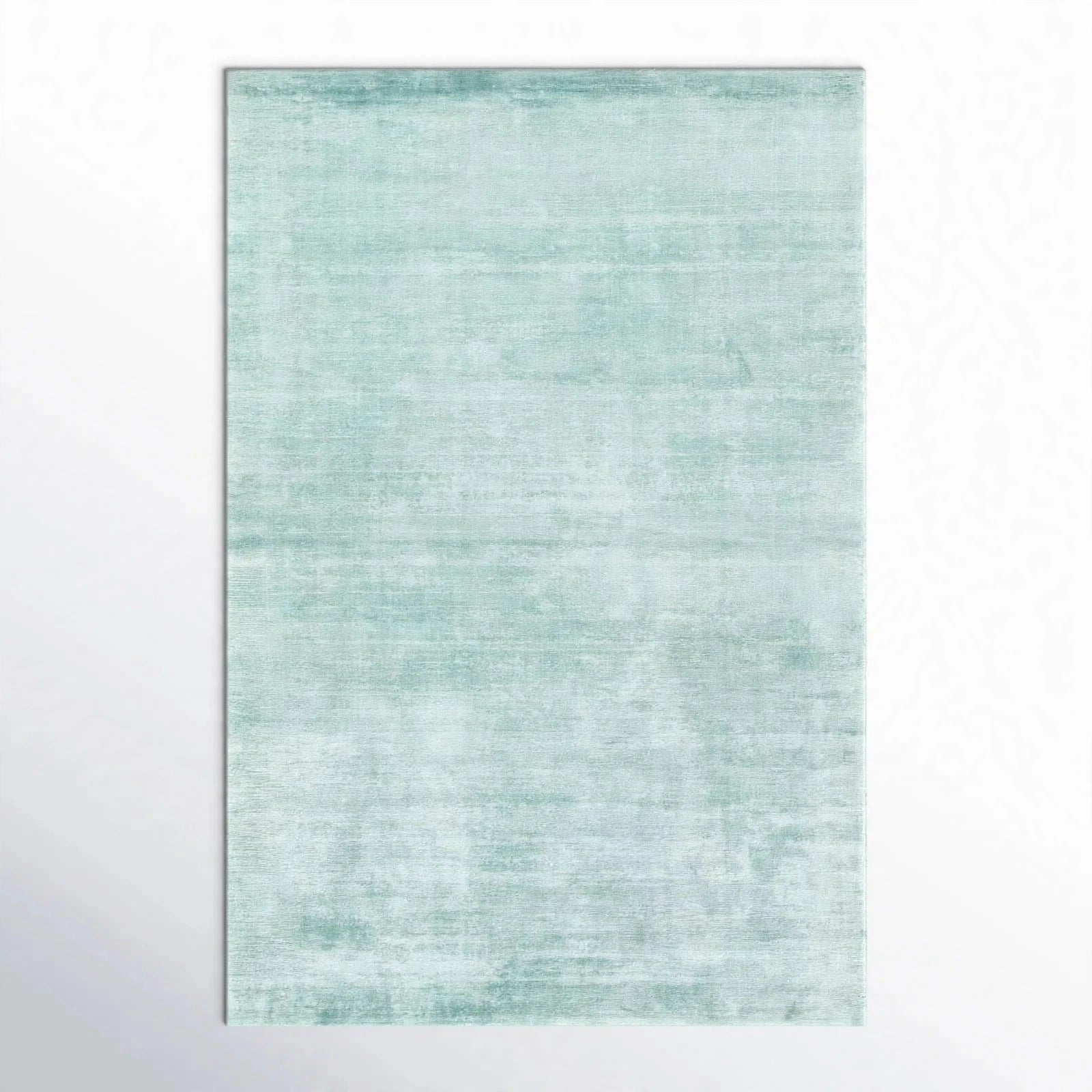 Aqua Blue Viscose Rug – Handmade Handloom Carpet, Bhadohi India