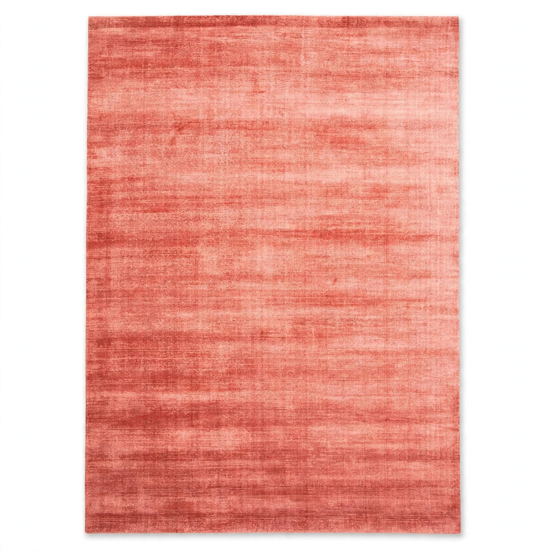 Coral Pink Silky Viscose Rug – Handmade Silk-Look Handloom Carpet, Bhadohi India