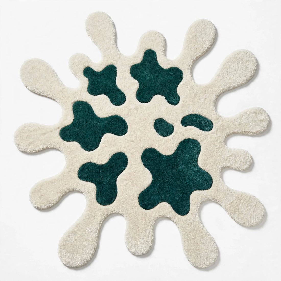 Modern Hand-Tufted Emerald Splash Rug – Irregular Liquid Splatter Area Carpet