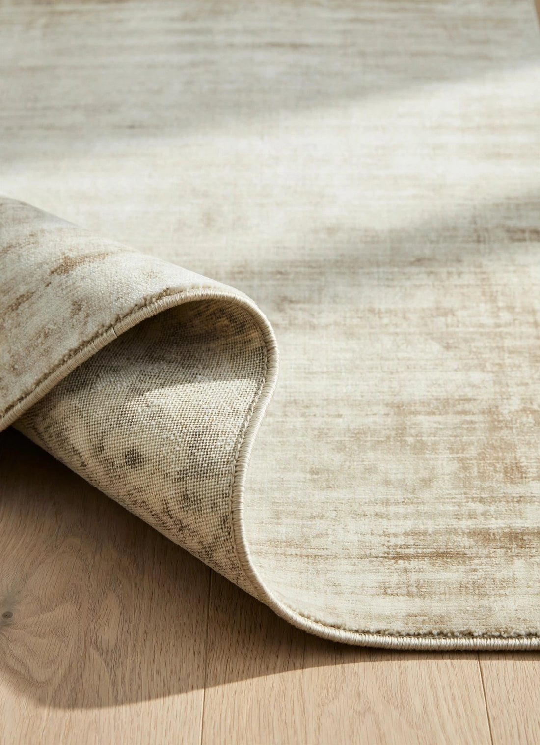 Beige and Brown Viscose Rug – Handmade Handloom Carpet, Bhadohi India