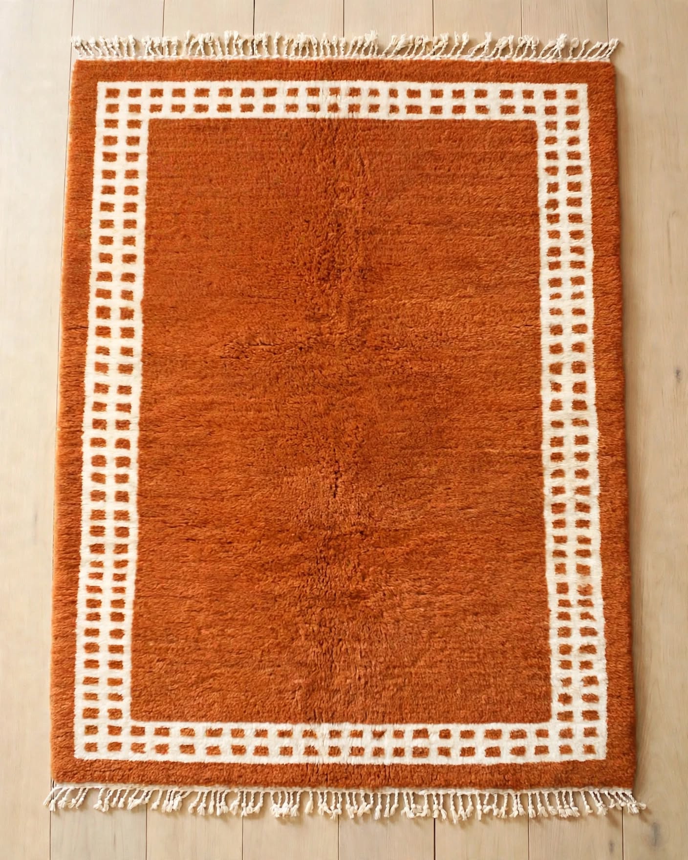 Warm Terracotta Rust Orange Moroccan Berber Wool Rug, handmade in Bhadohi India – photo 5