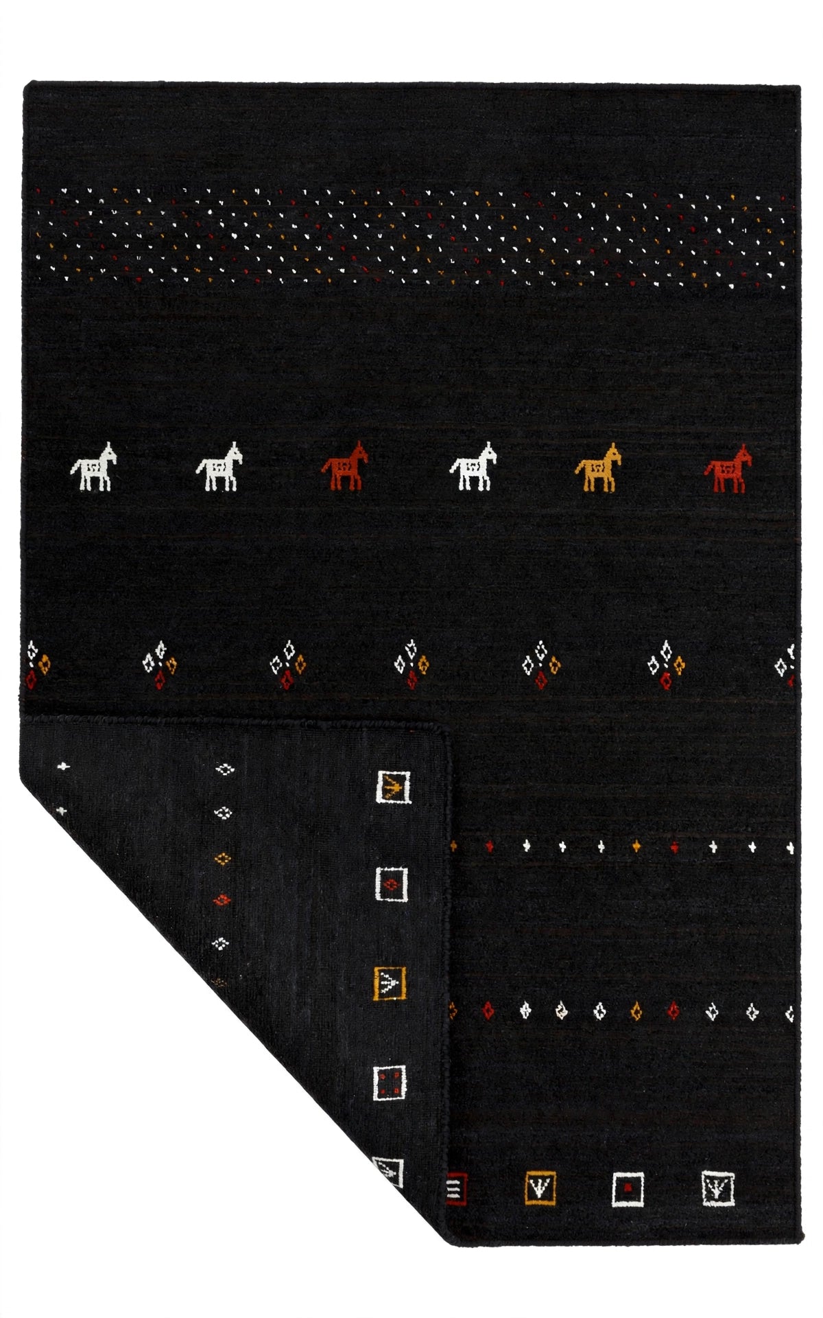 Jet Black Gabbeh Rug