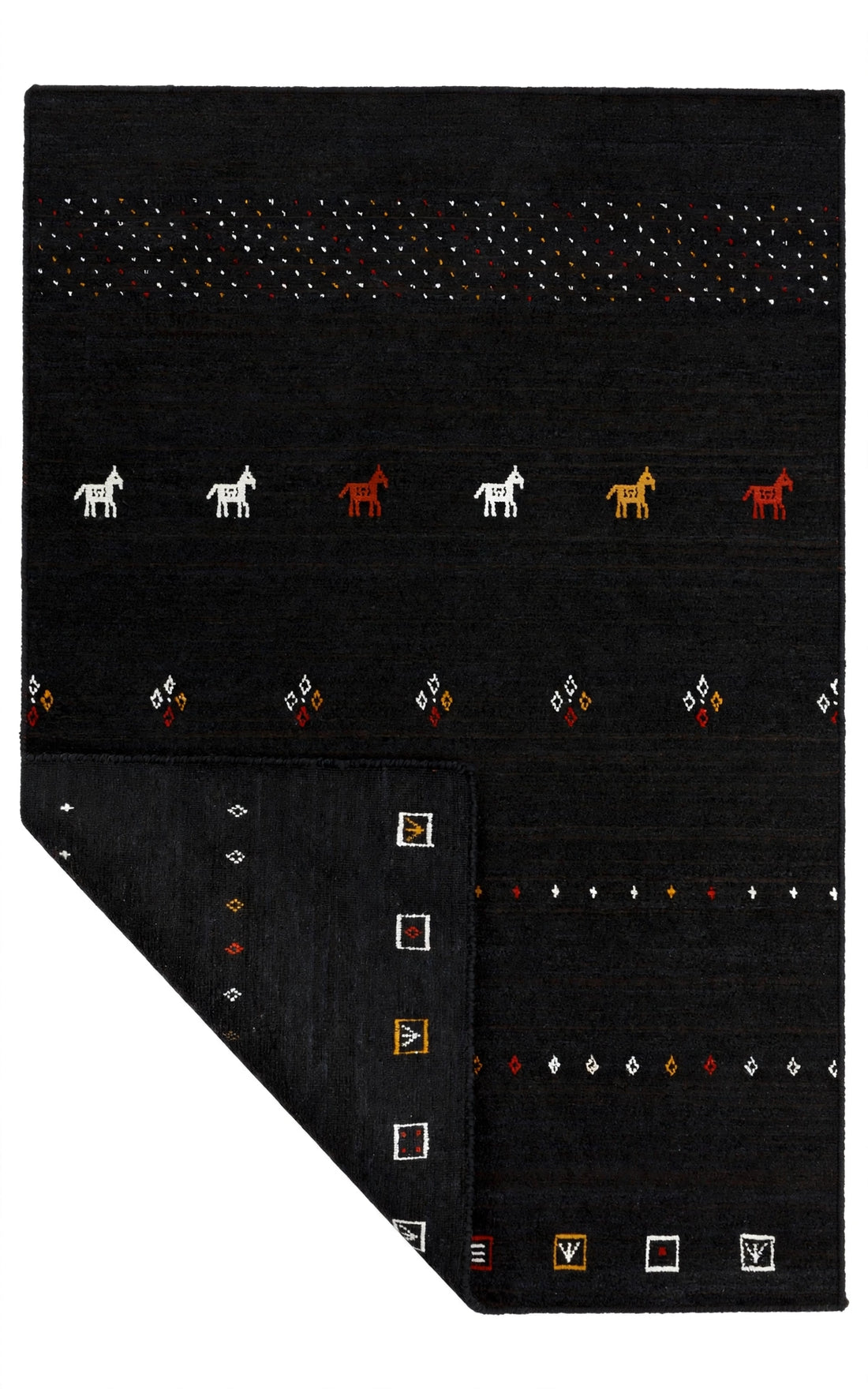 Jet Black Gabbeh Rug