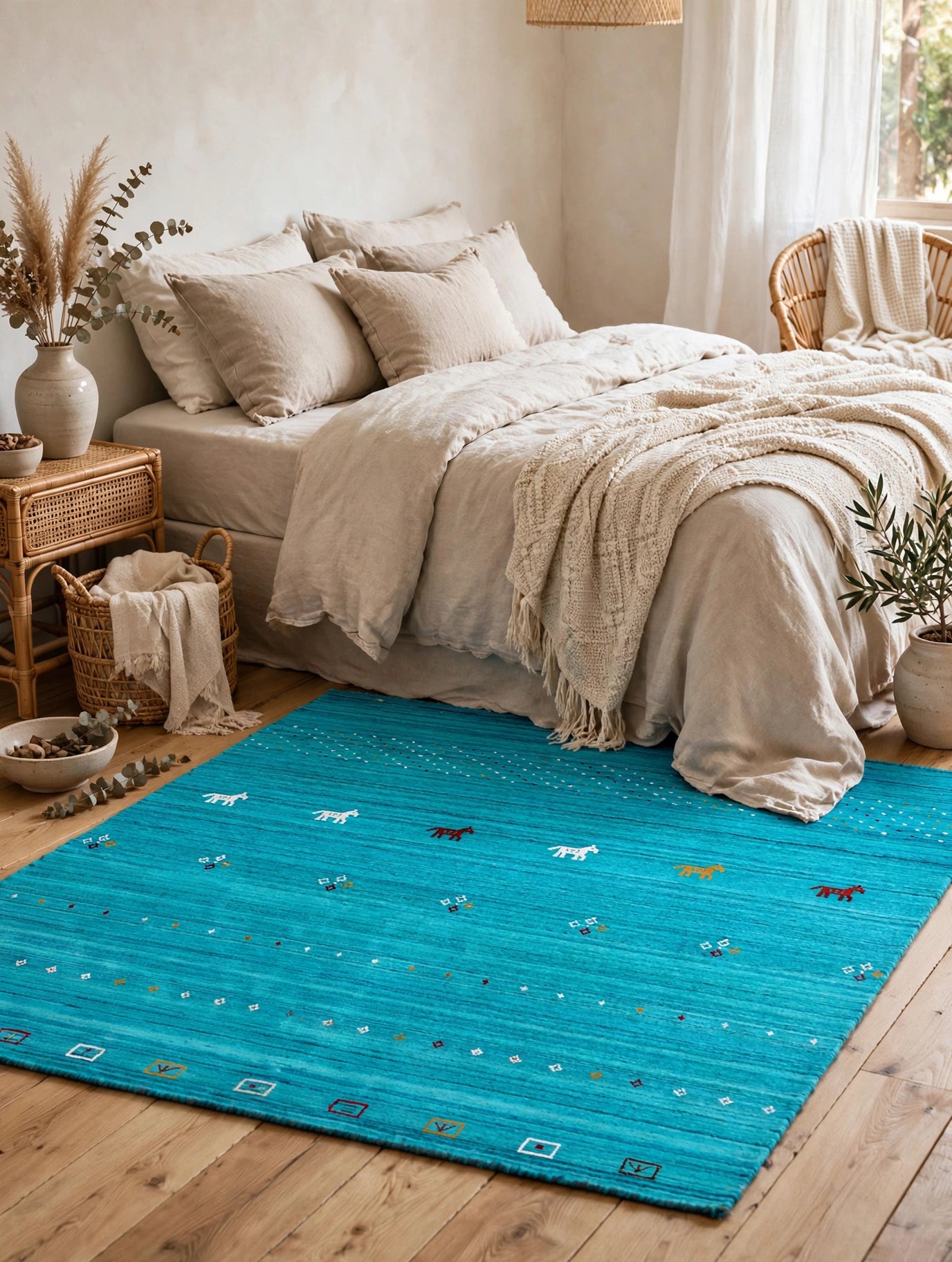 Turquoise Rug Flat Lay