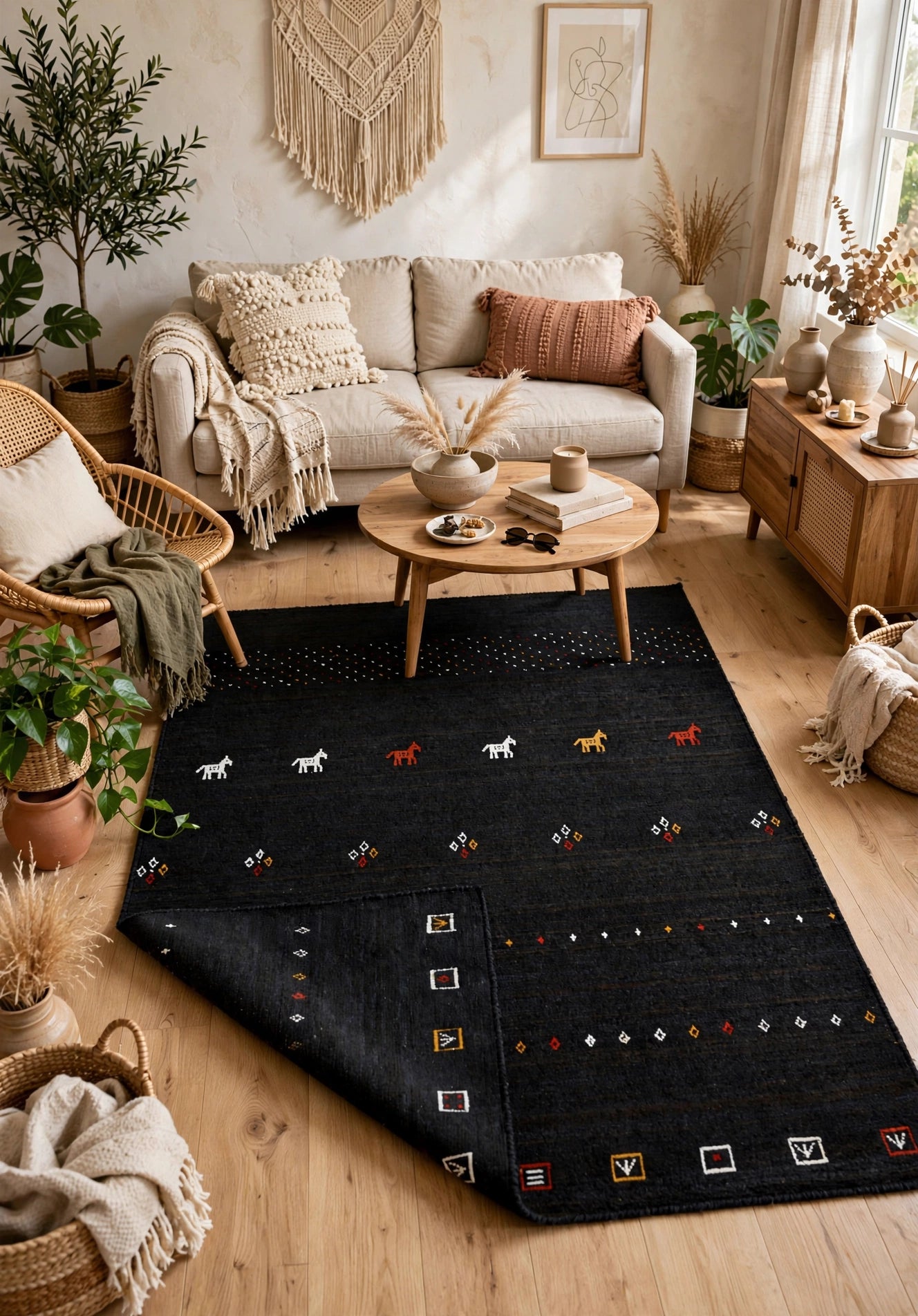 Jet Black Gabbeh Rug