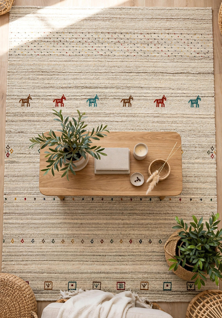 Gabbeh Rug Ivory Beige