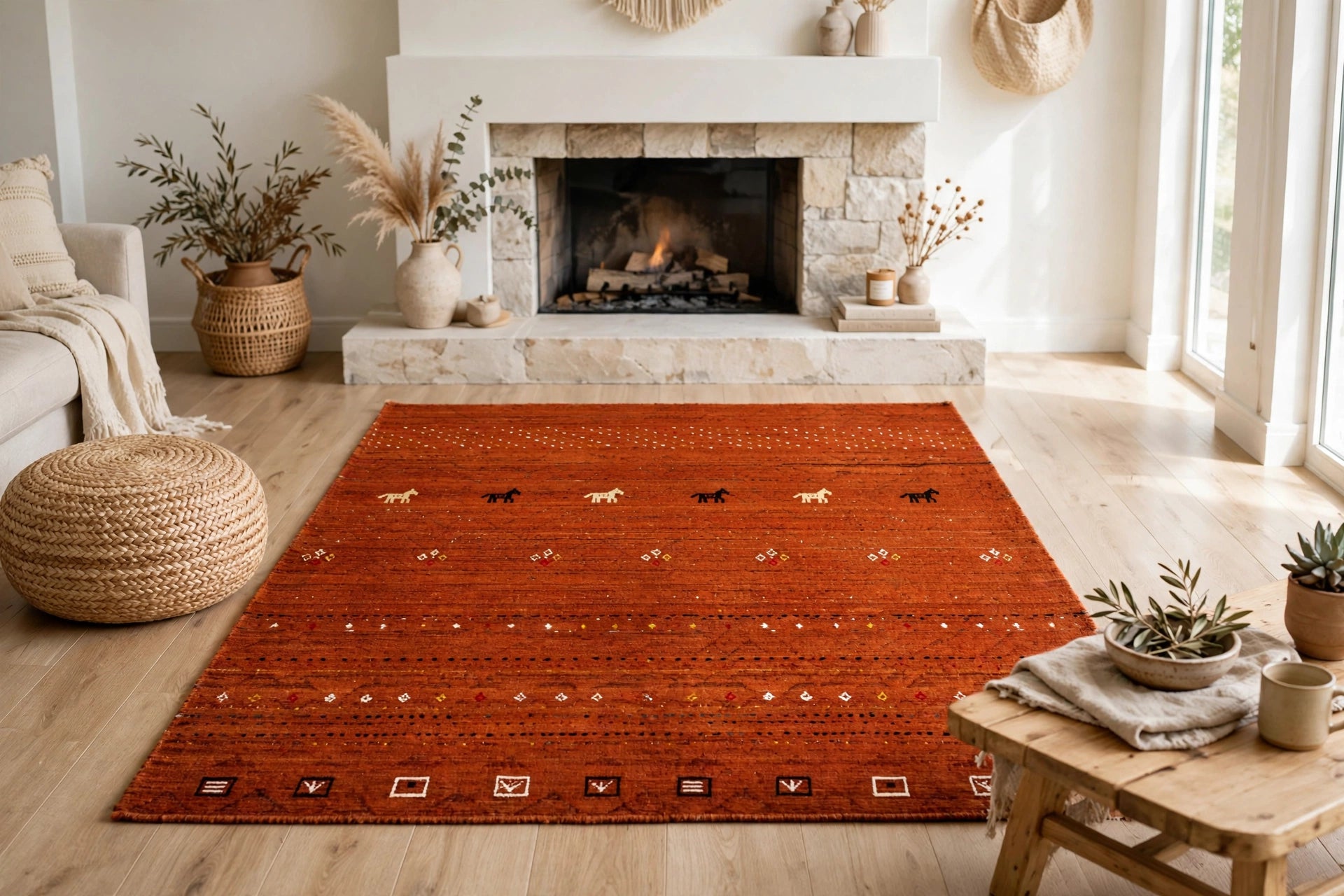 Rust Brown Gabbeh Rug