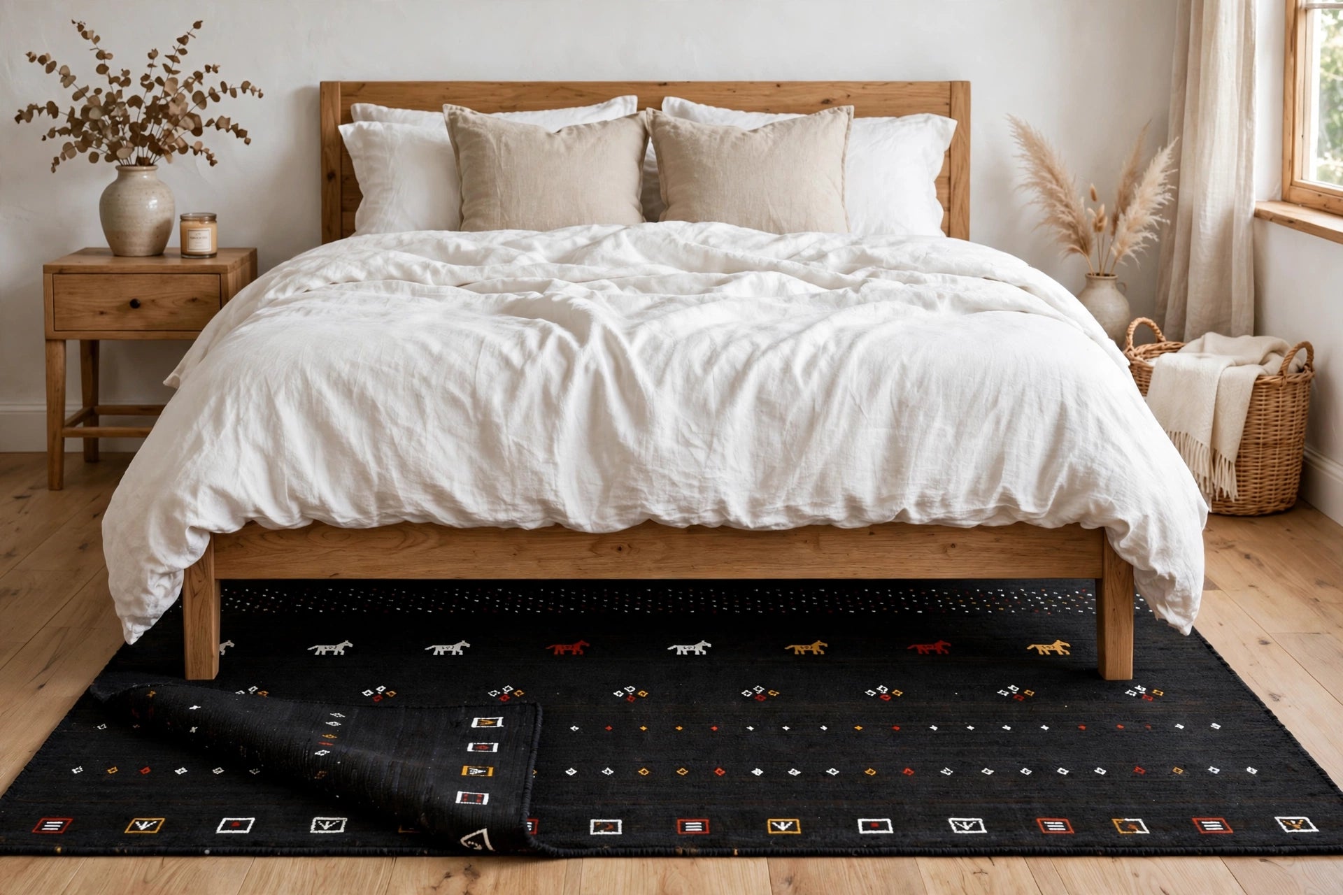 Jet Black Gabbeh Rug