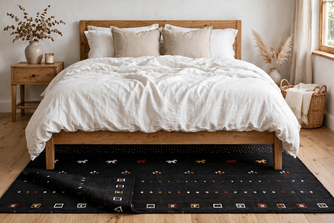 Jet Black Gabbeh Rug