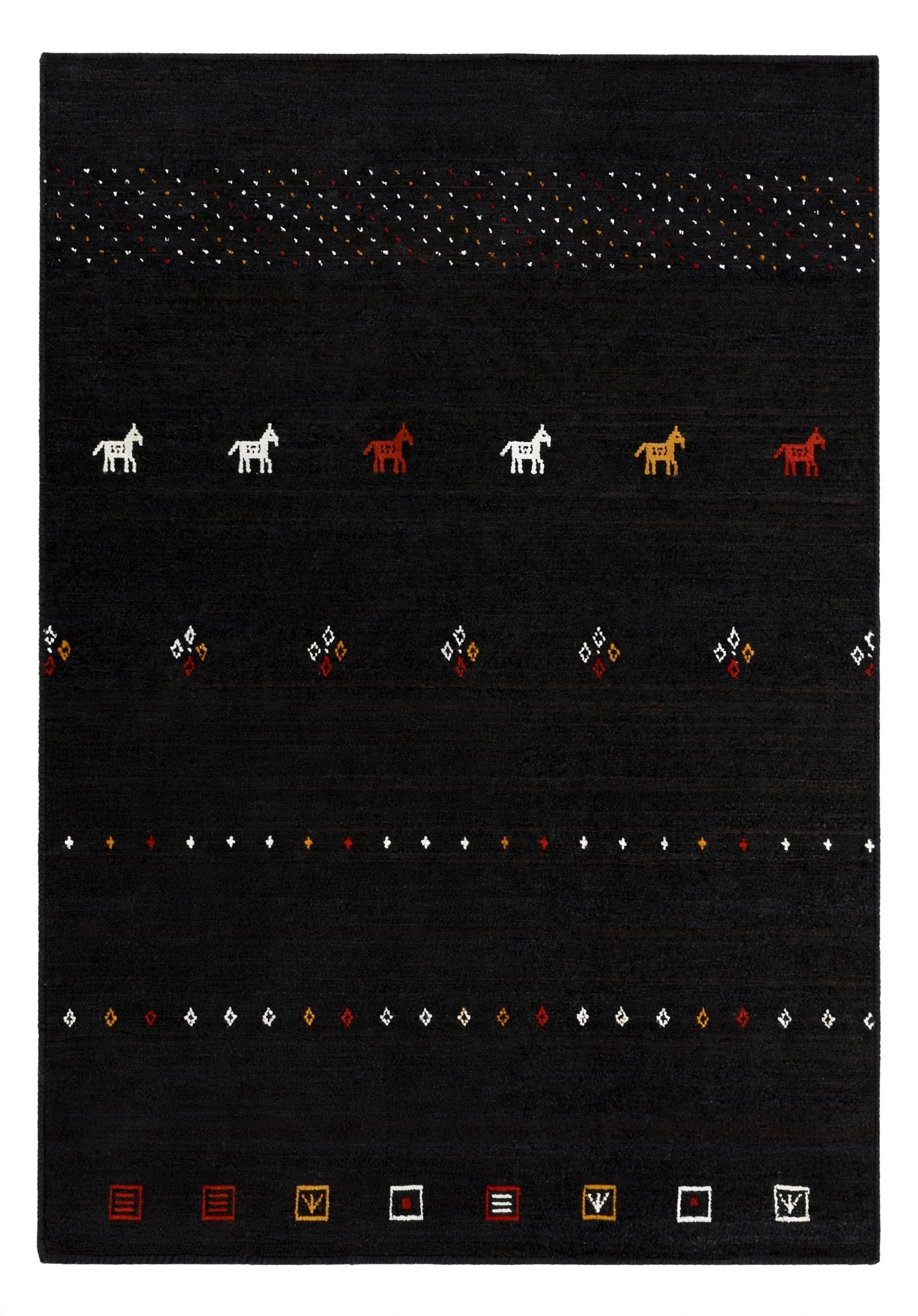 Jet Black Gabbeh Rug