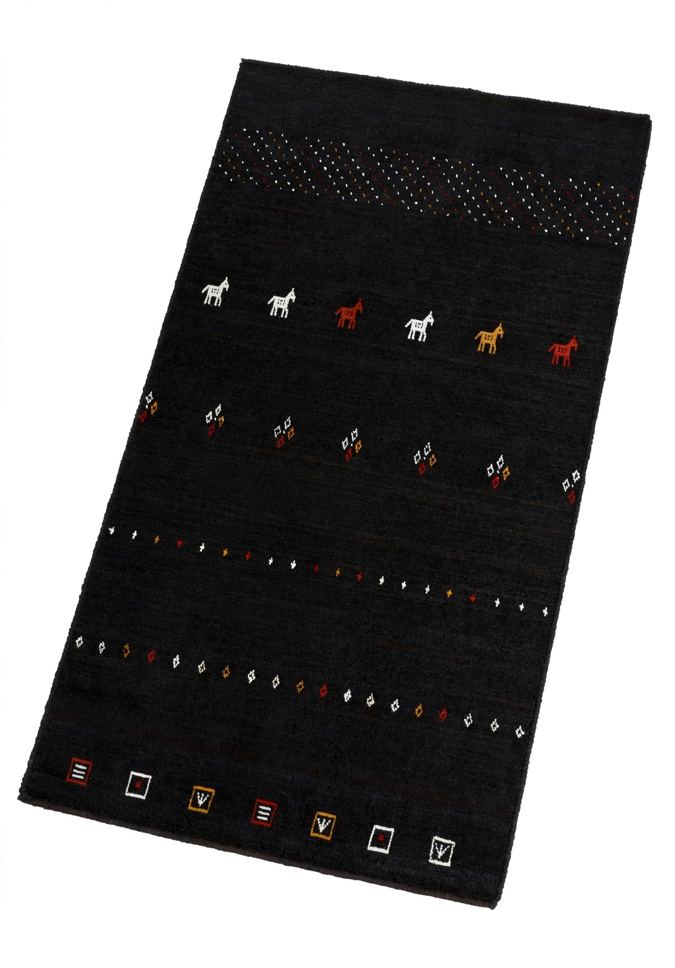 Jet Black Gabbeh Rug