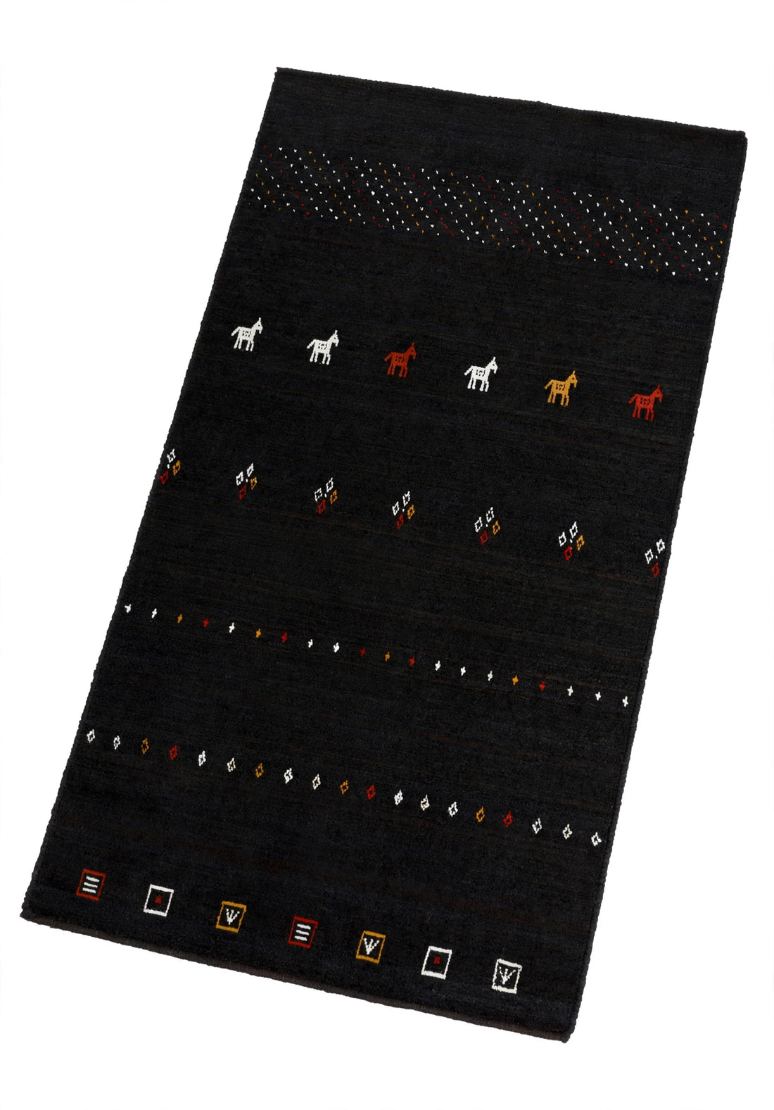 Jet Black Gabbeh Rug