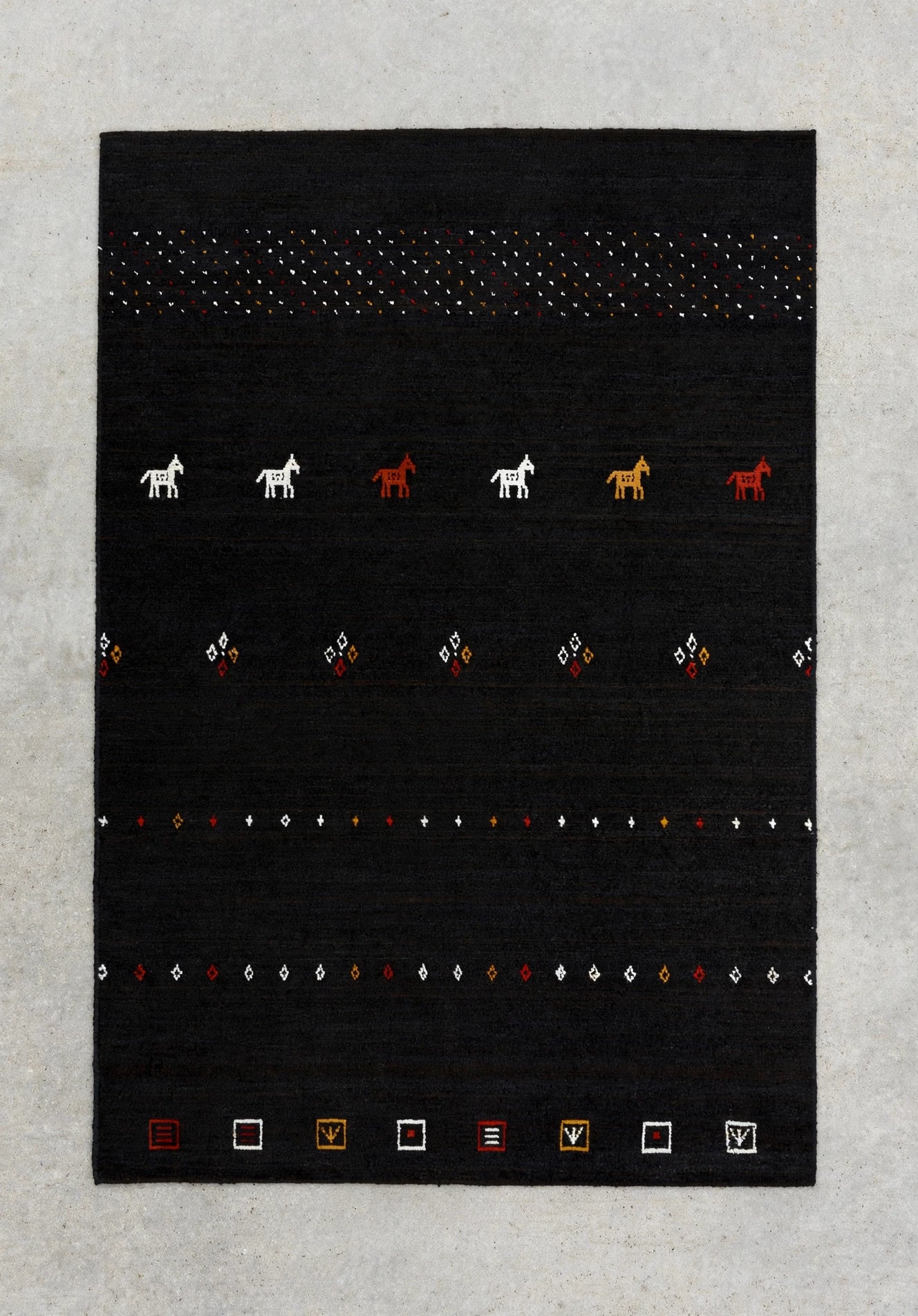Jet Black Gabbeh Rug