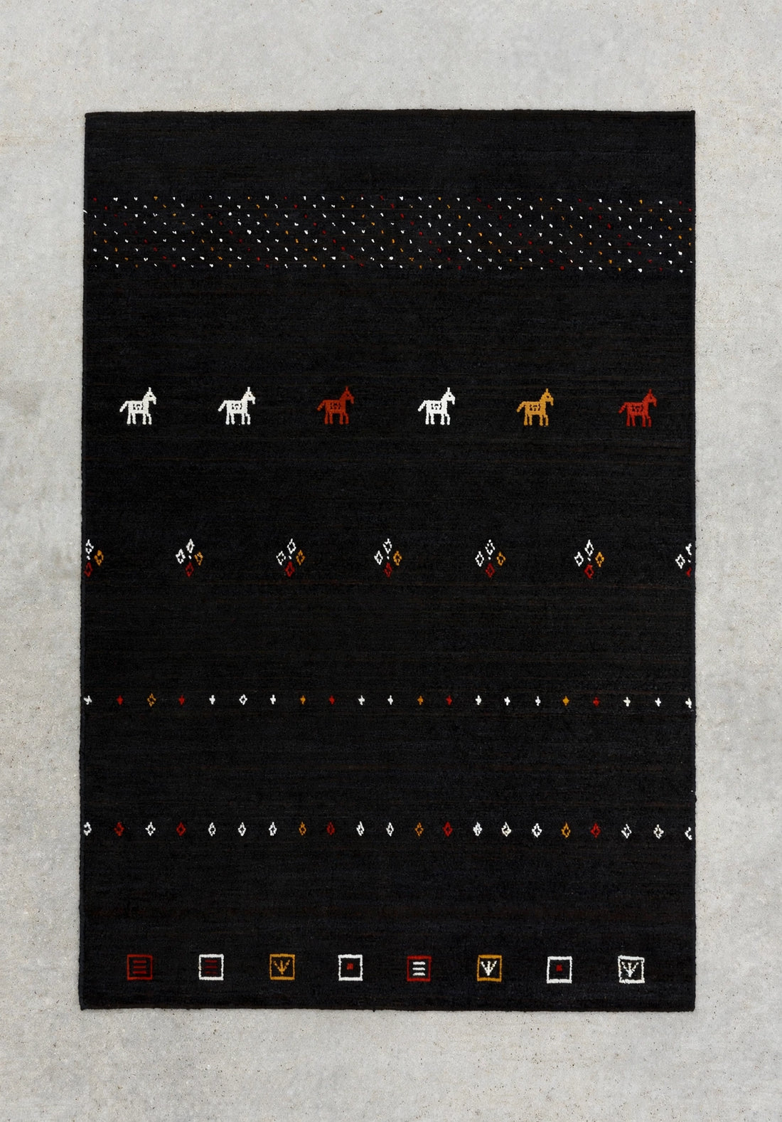 Jet Black Gabbeh Rug