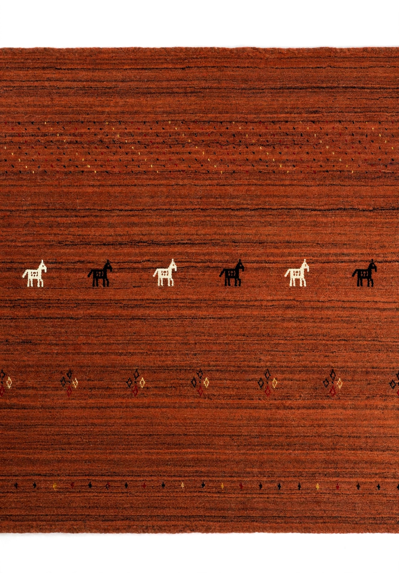 Rust Rug Horse Motifs