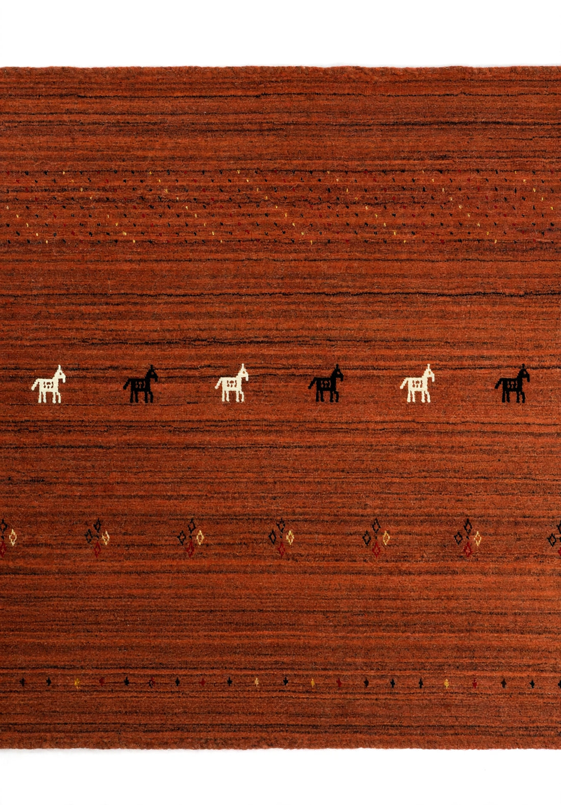 Rust Rug Horse Motifs