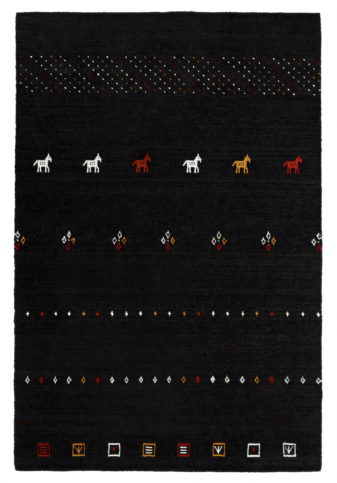 Jet Black Gabbeh Rug