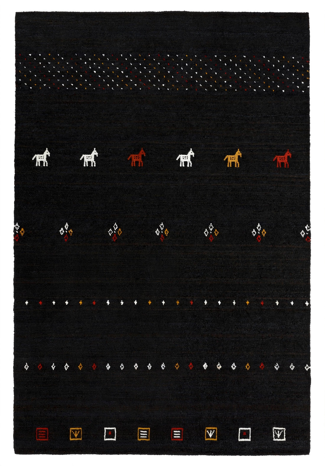 Jet Black Gabbeh Rug