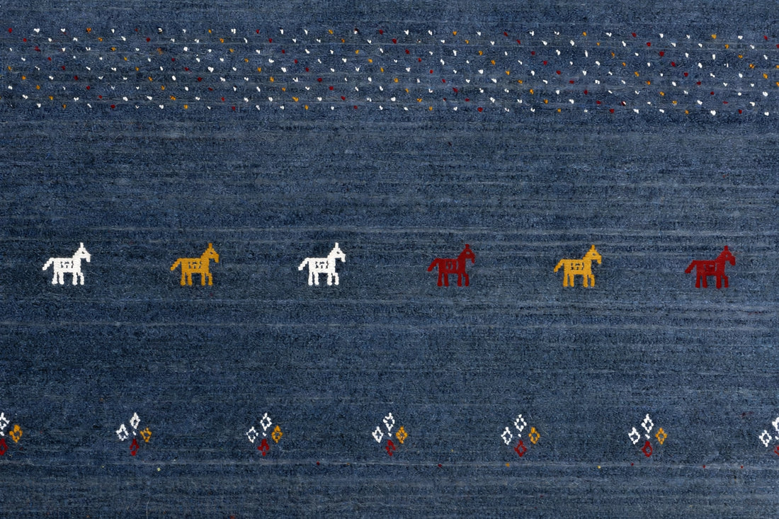 Slate Blue Gabbeh Rug Flat Lay