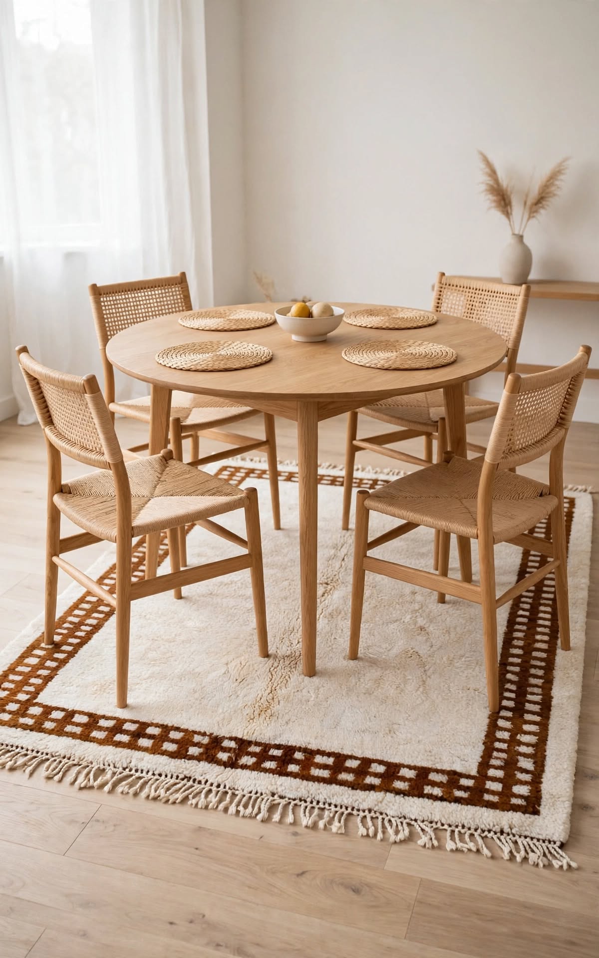Cream Ivory Moroccan Berber Wool Rug with Terracotta Rust Border – Design 2, handmade in Bhadohi India – photo 12