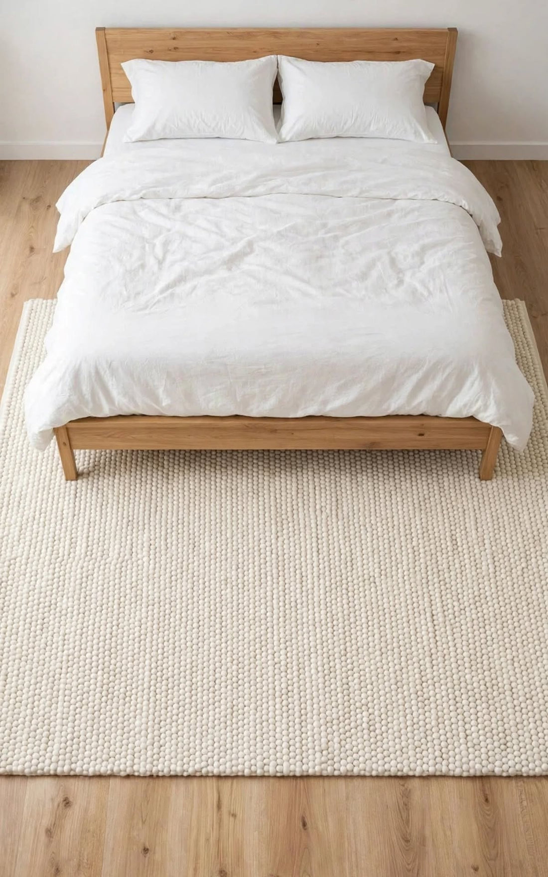 Ivory Cream Chunky Wool Area Rug, handmade in Bhadohi India – photo 1