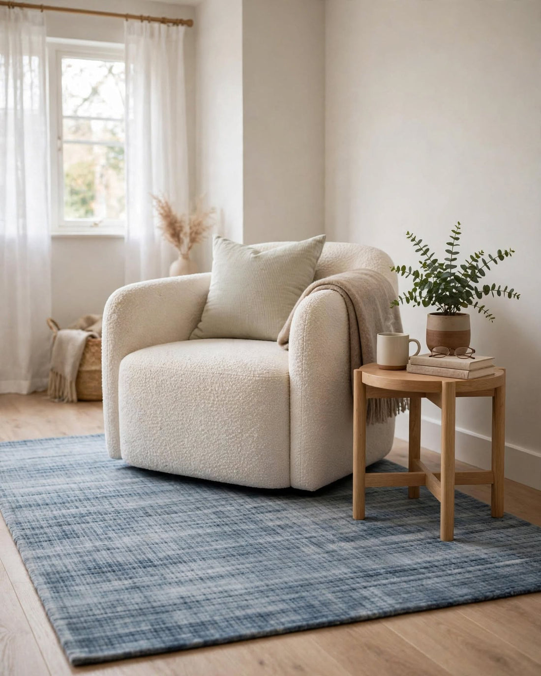 Blue Silky Viscose Rug – Design 2, handmade in Bhadohi India – photo 4