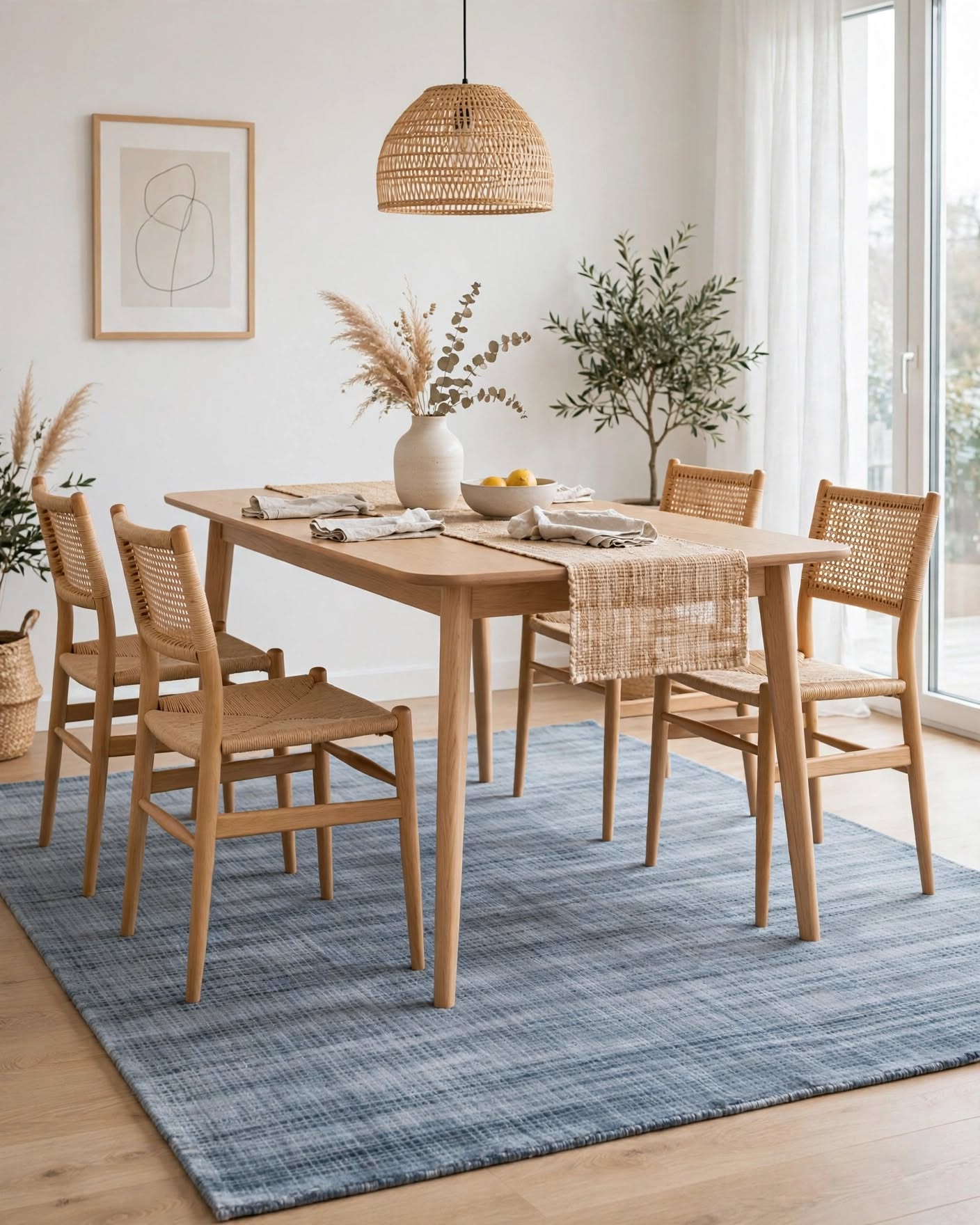Blue Silky Viscose Rug – Design 2, handmade in Bhadohi India – photo 3