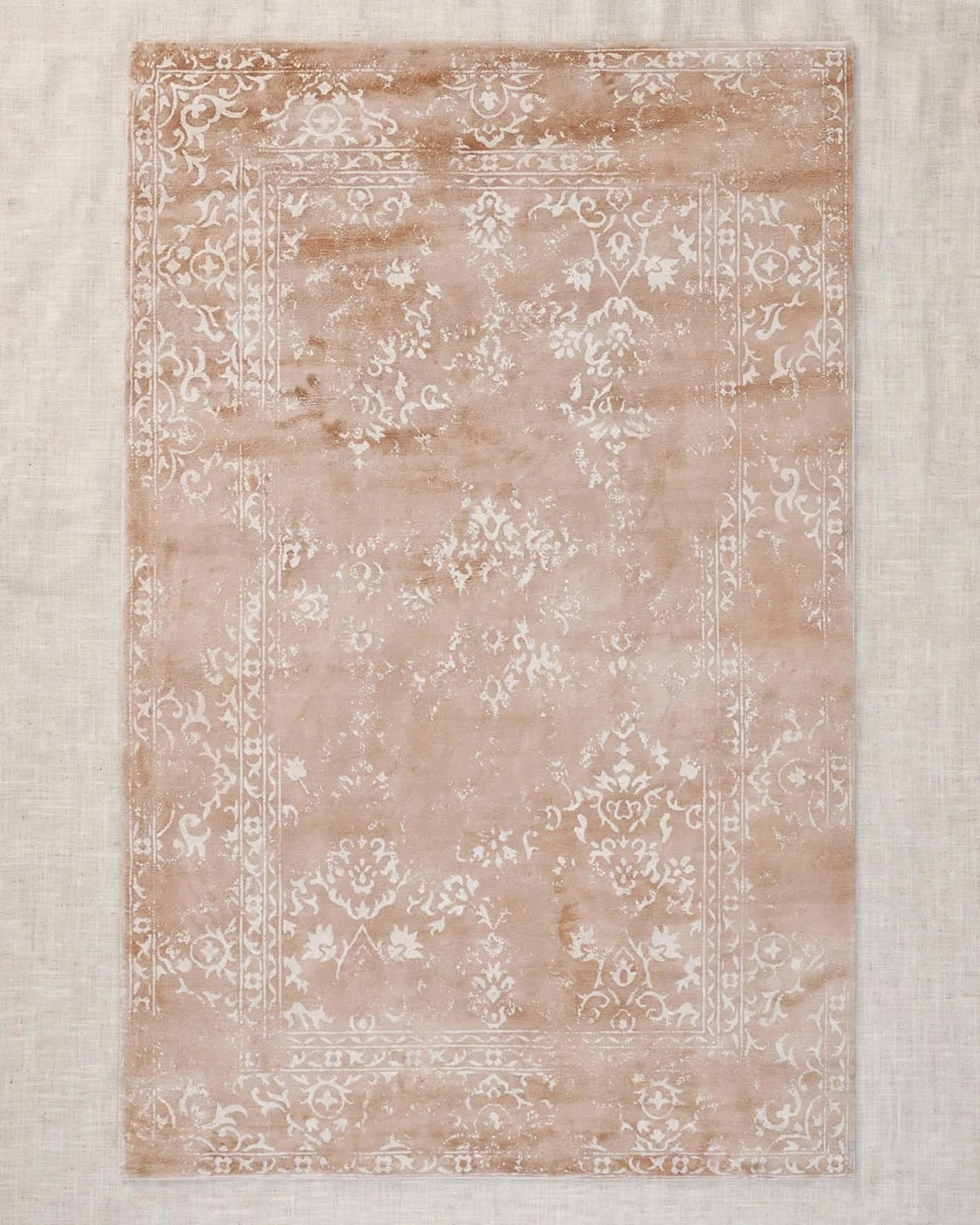 Pink and White Silky Viscose Rug, handmade in Bhadohi India – photo 6