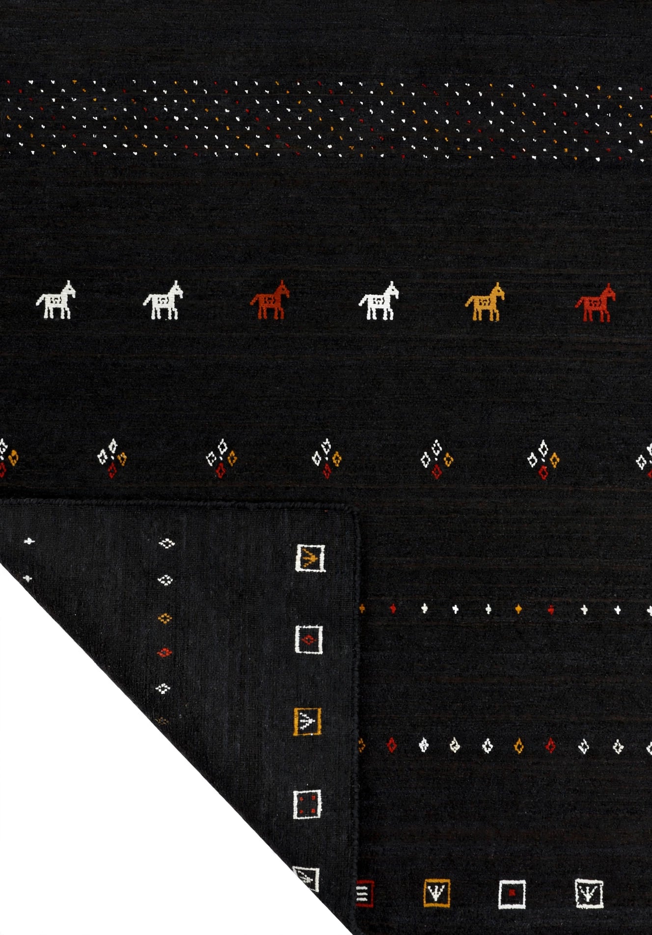 Jet Black Gabbeh Rug