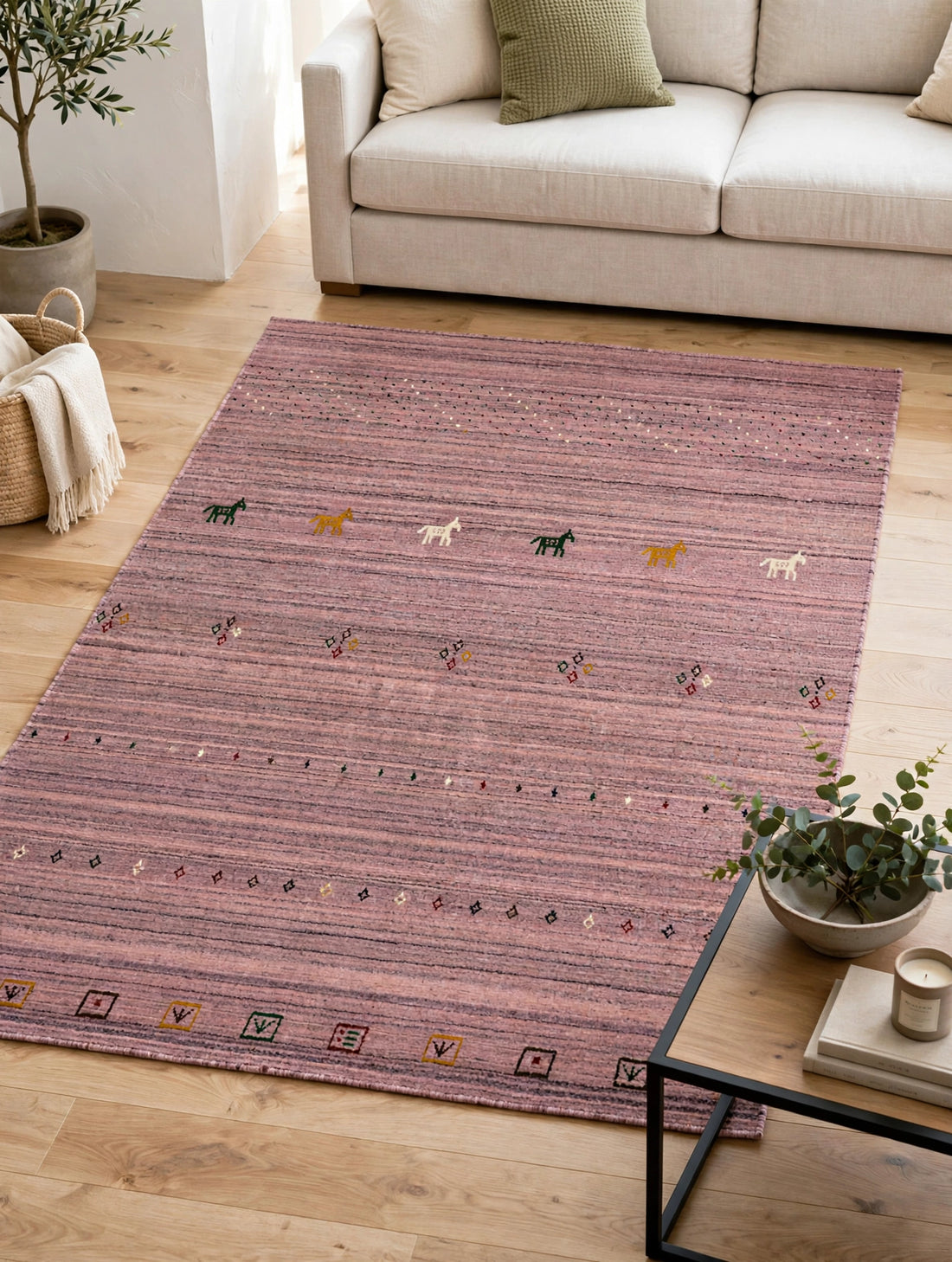 Dusty Rose Gabbeh Rug