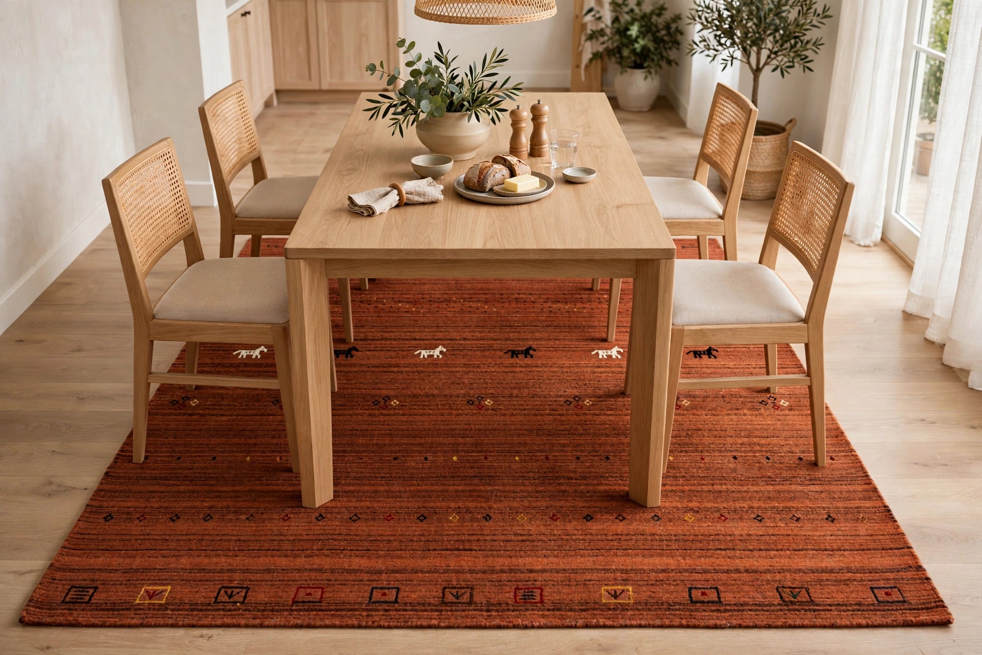 Rust Rug Horse Motifs