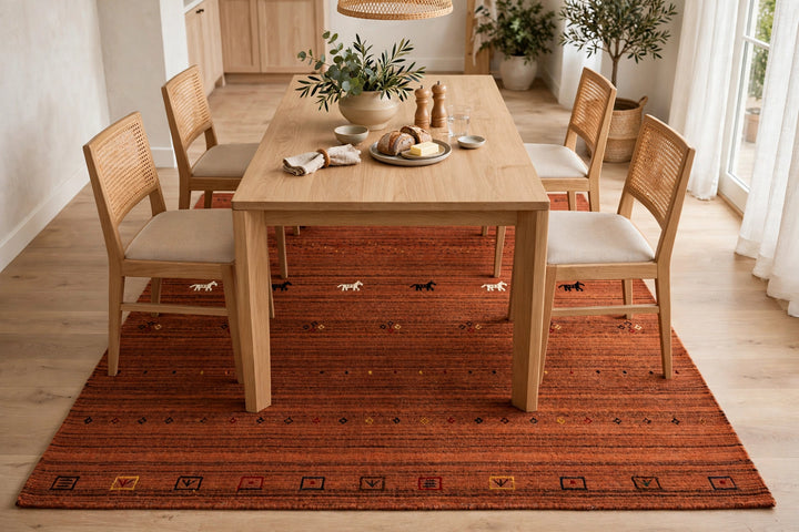 Rust Rug Horse Motifs