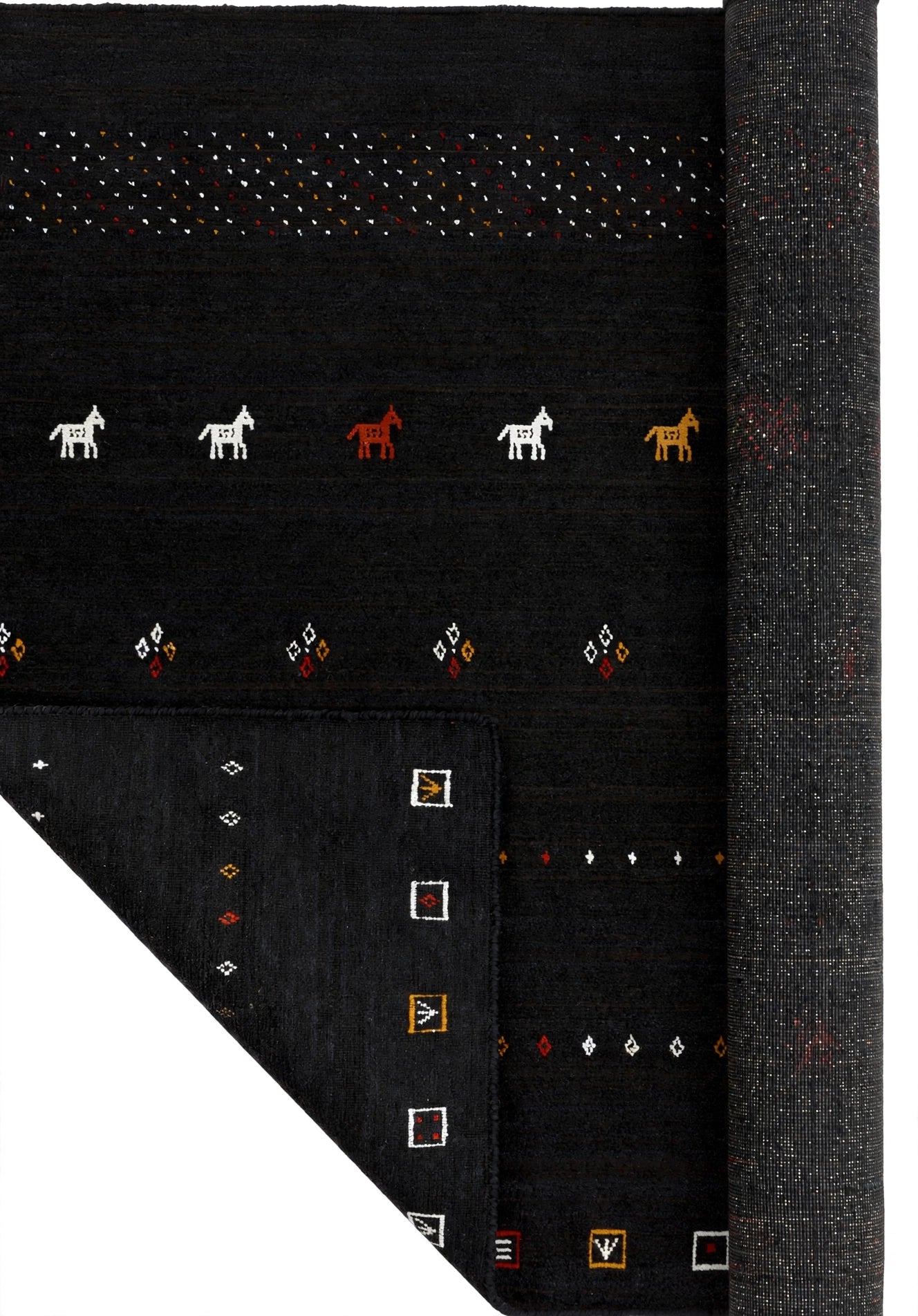 Jet Black Gabbeh Rug