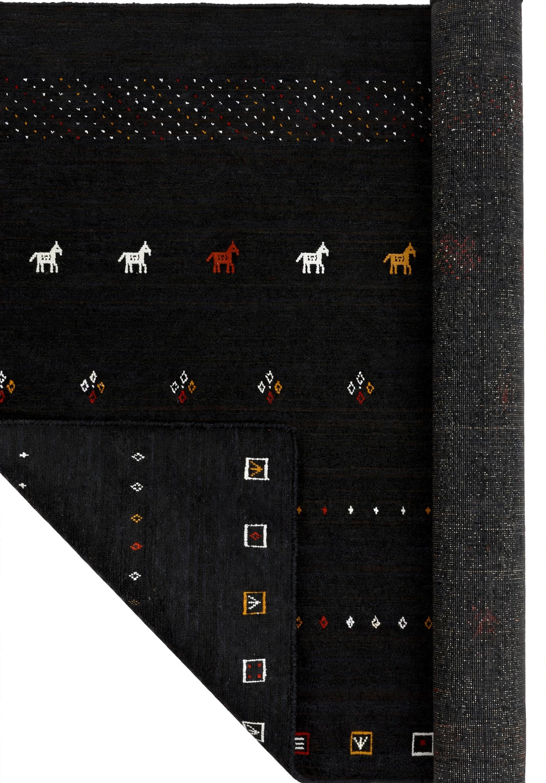 Jet Black Gabbeh Rug