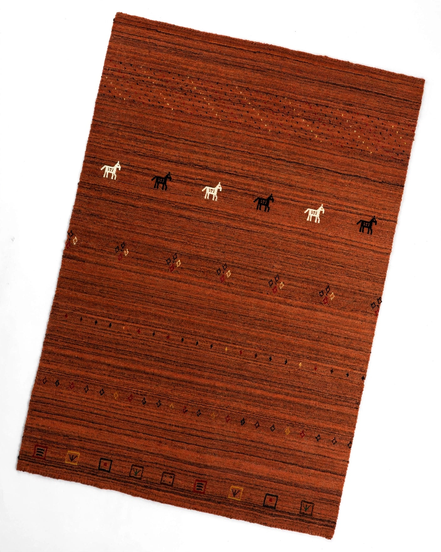 Rust Rug Horse Motifs