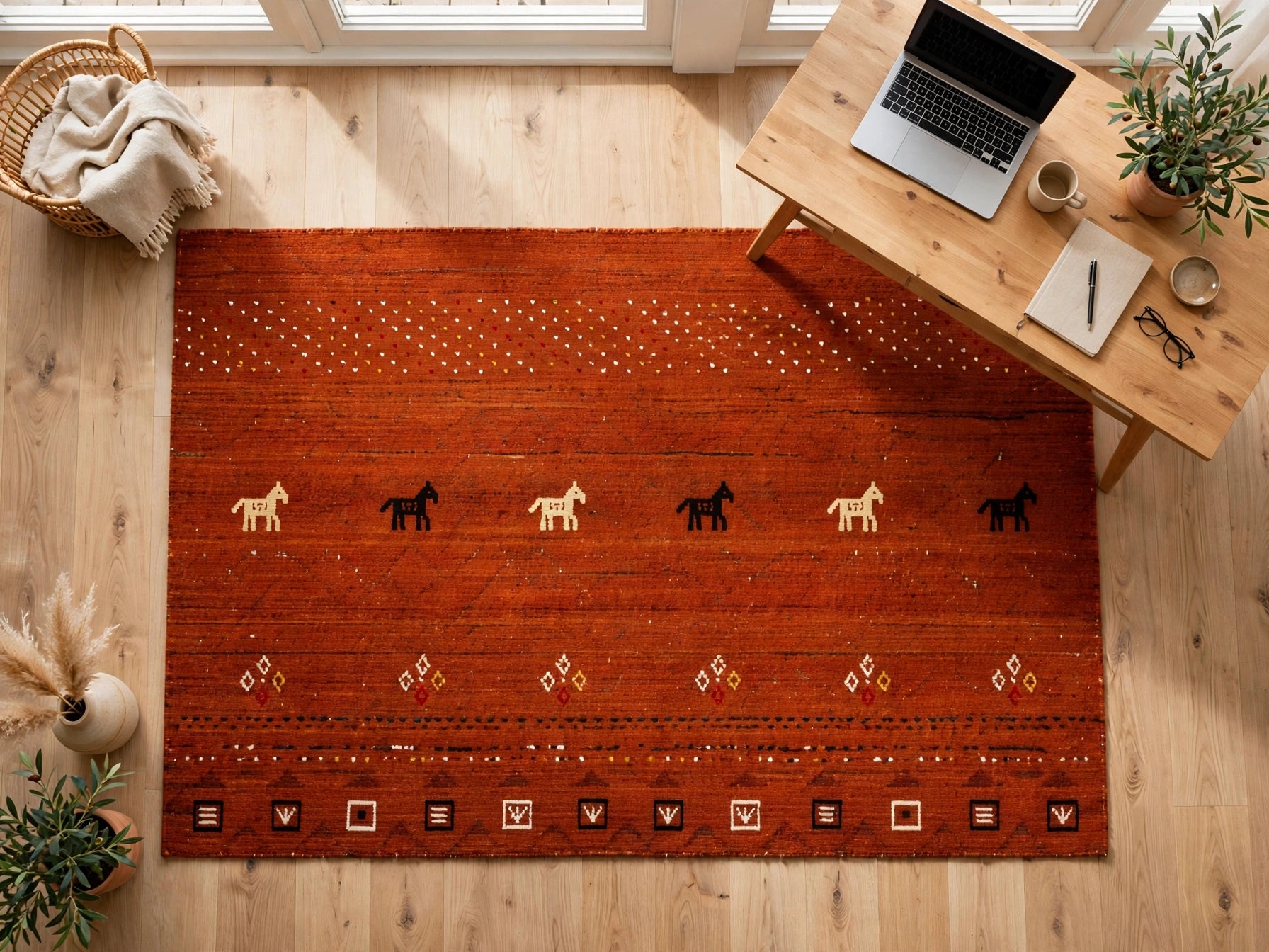 Rust Brown Gabbeh Rug