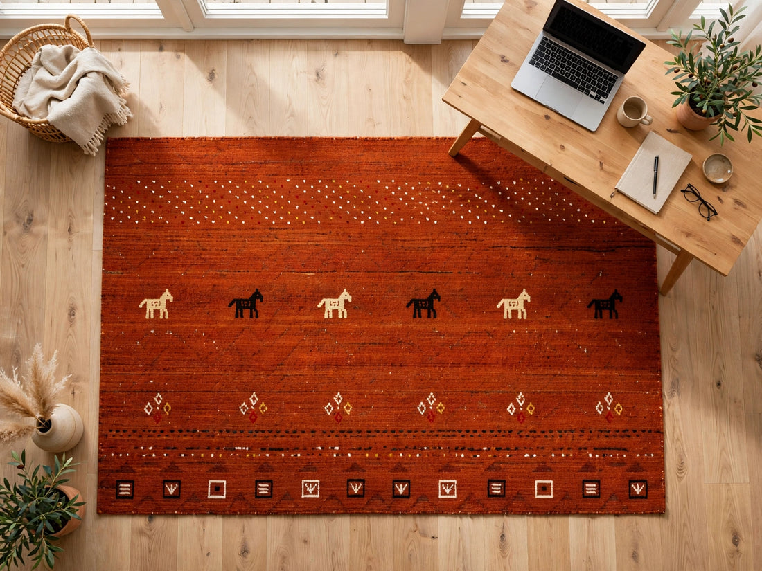 Rust Brown Gabbeh Rug