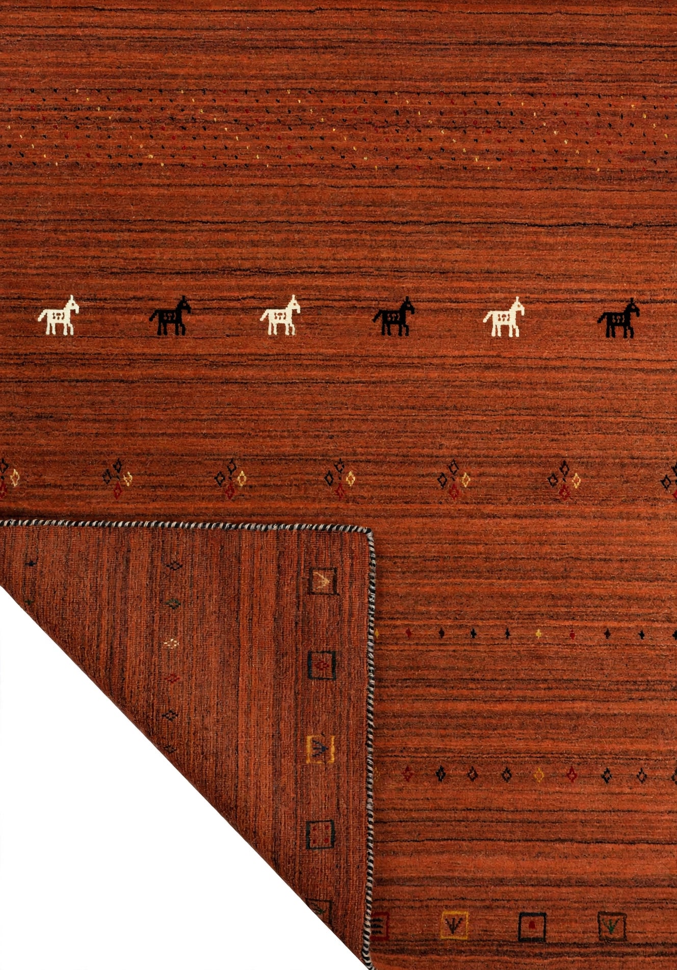 Rust Rug Horse Motifs