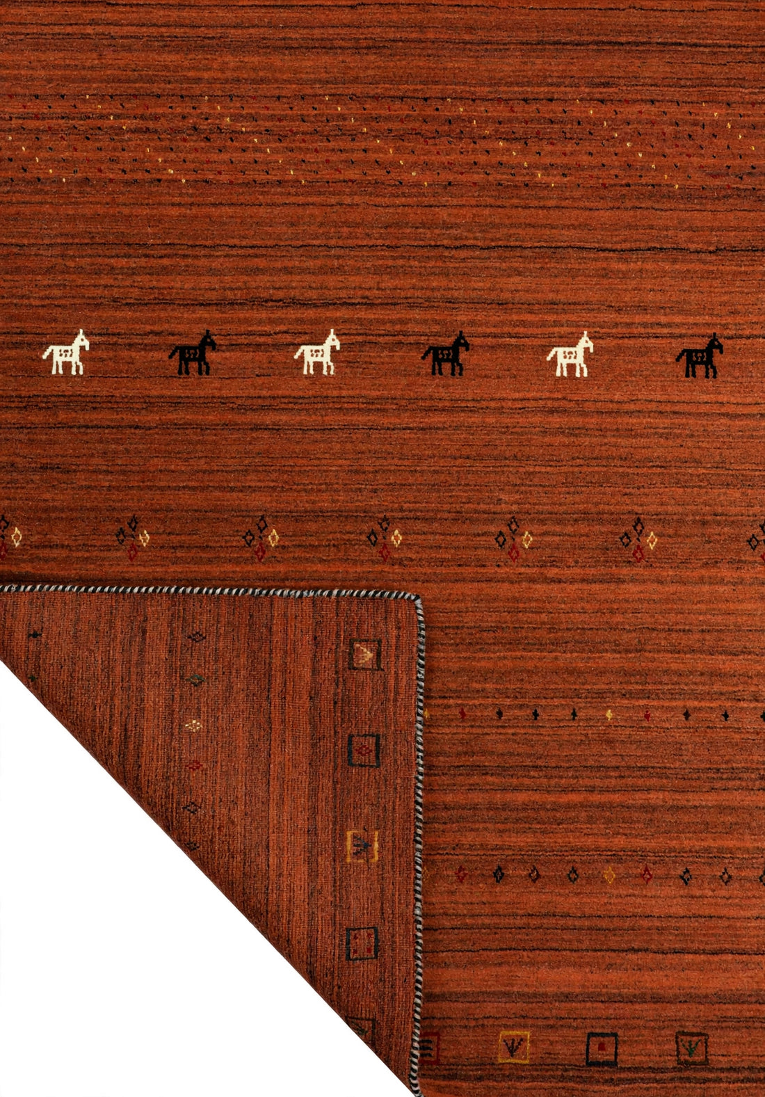 Rust Rug Horse Motifs